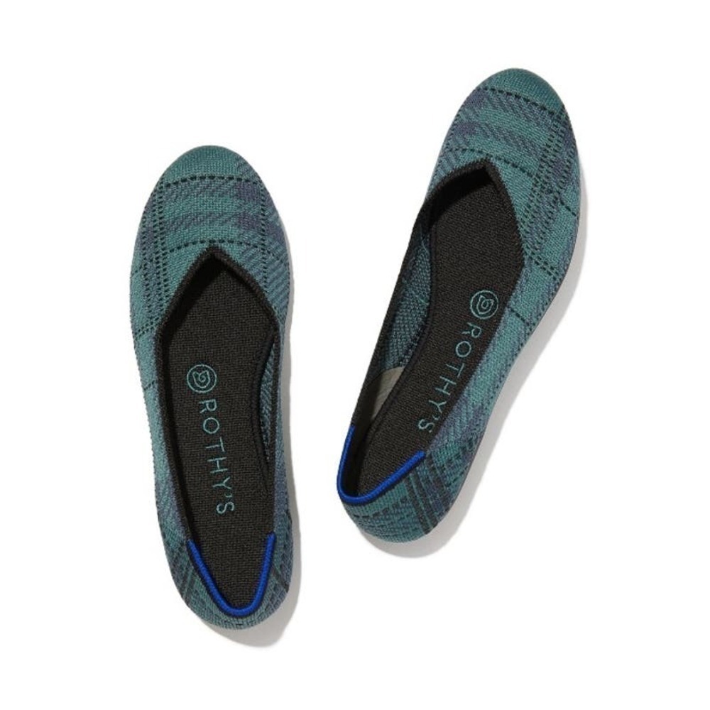 Rothy’s The flat Pine Plaid Green Limited Edition Size 7.5